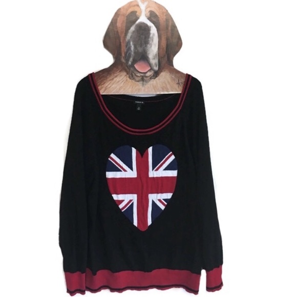 Torrid England Union Jack Sweater sz 3 22/24 - Picture 2 of 6